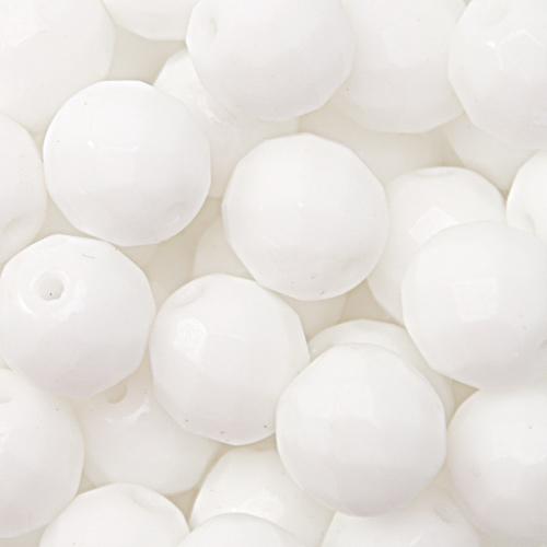 czech fire-polished round beads opaque white 10mm | 10pc