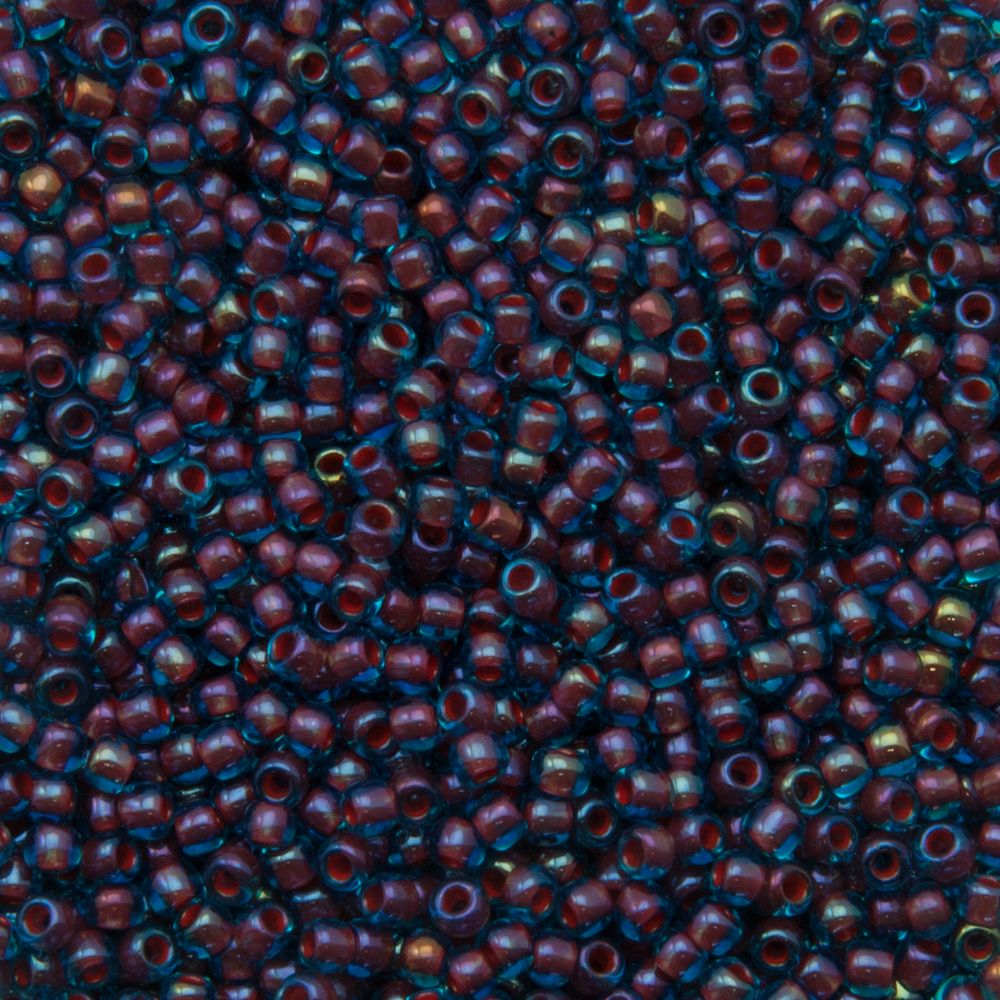 rocaille toho seed beads 11/0 inside color aqua/oxblood lined (381) | 10gr