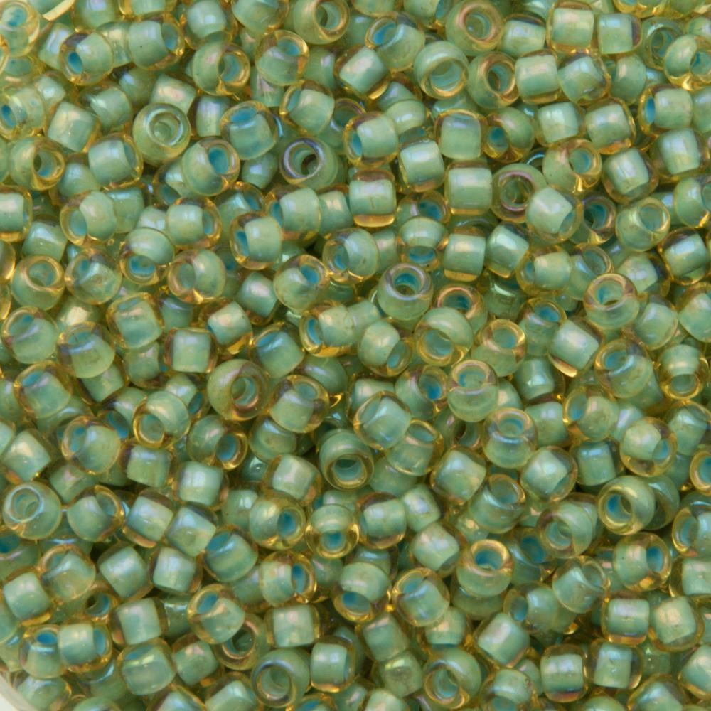 rocaille toho seed beads 8/0 inside color rainbow light topaz/sea foam lined (952) | 10gr
