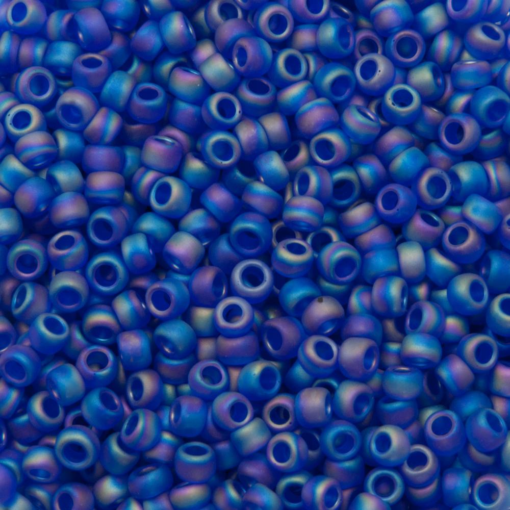 rocaille toho seed beads 8/0 transparent rainbow frosted dark sapphire (87f) | 10gr