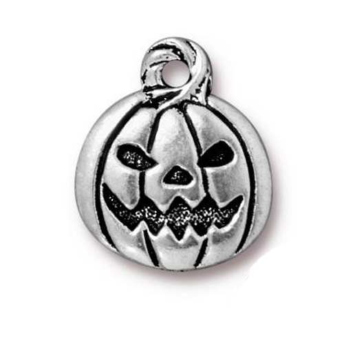 antique silver plated halloween pumpink charm 15mm | 1pc