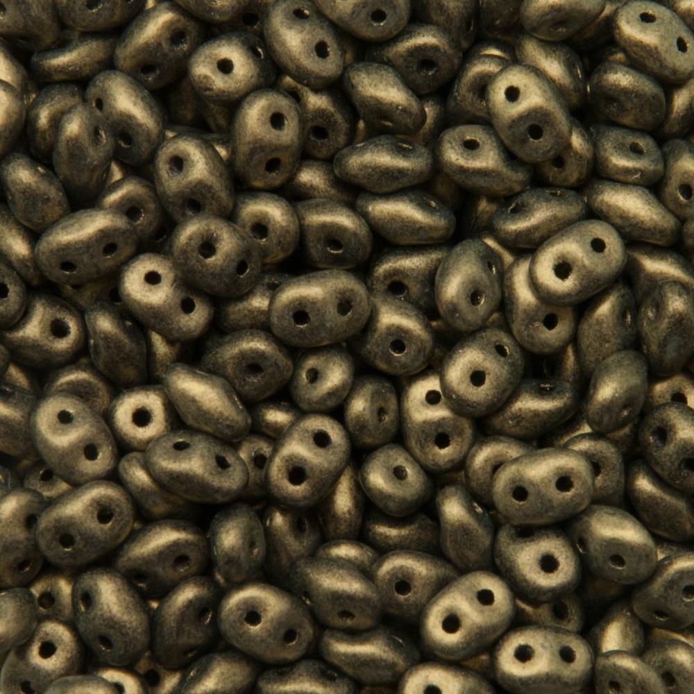 superduo seed beads 5x2,5mm - metallic antique brass suede | 10gr