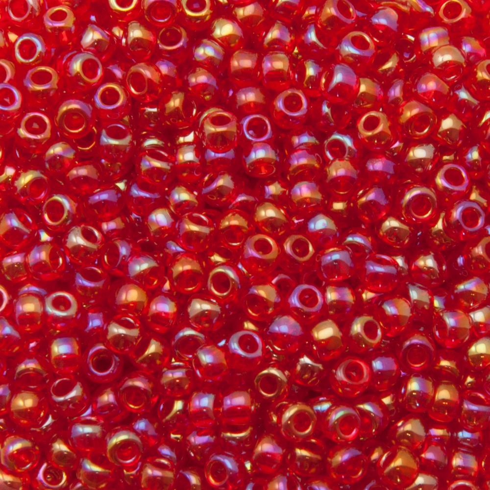 rocaille toho seed beads 8/0 transparent rainbow siam ruby (165b) | 10gr