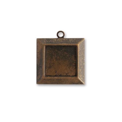 vintaj natural brass square bezel 12mm | 1pc