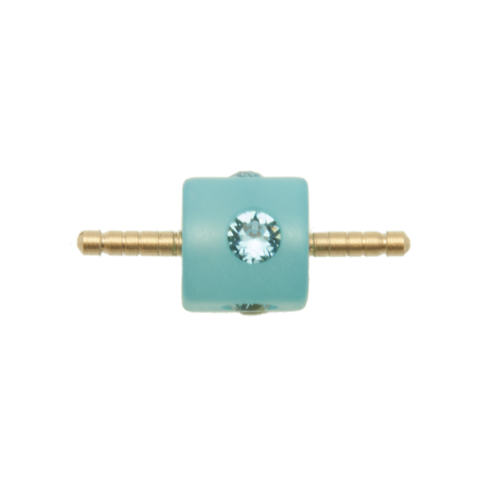 aquamarine polaris cube 10mm terminal clasp for hollow rubber 3-4mm | 1pc