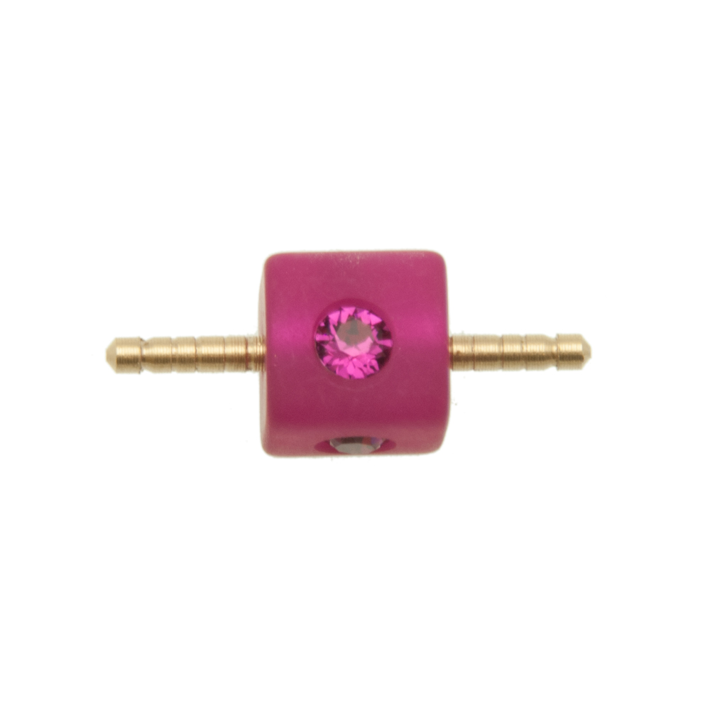 fuchsia polaris cube 10mm terminal clasp for hollow rubber 3-4mm | 1pc