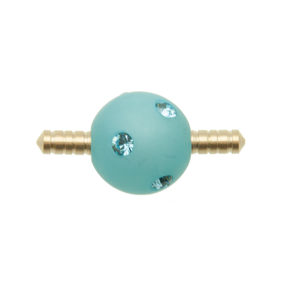 aquamarine polaris round 14mm terminal clasp for hollow rubber 5mm | 1pc