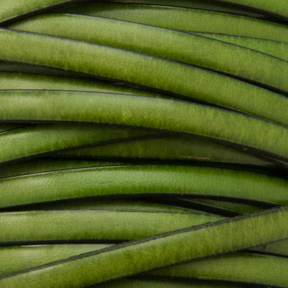 green flat leather cord 5mm | 20cm