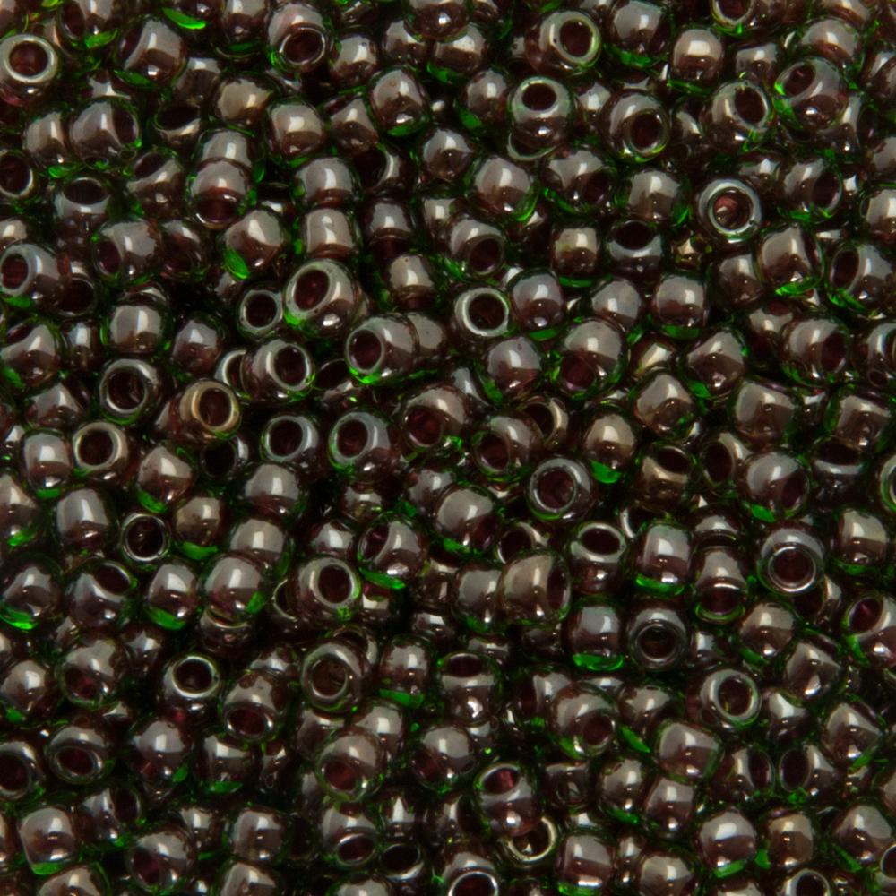 rocaille toho seed beads 8/0 inside color peridot/fuchsia lined (250) | 10gr