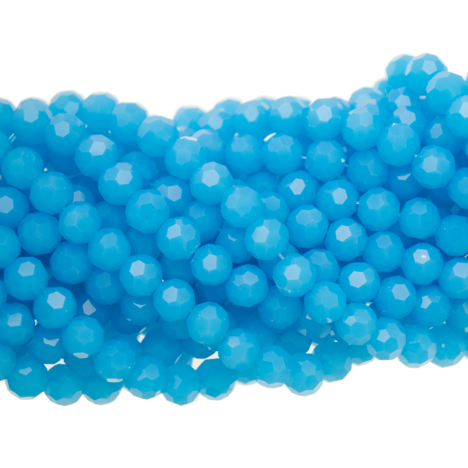 chinese glasperlen facettiertes rund light blue opal 8mm | 36st