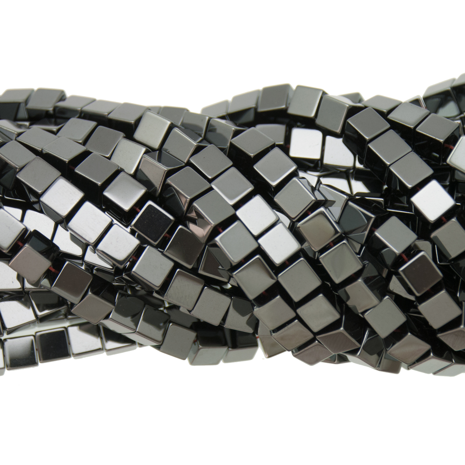hematite smooth cube 6mm | 15/16-inch strand