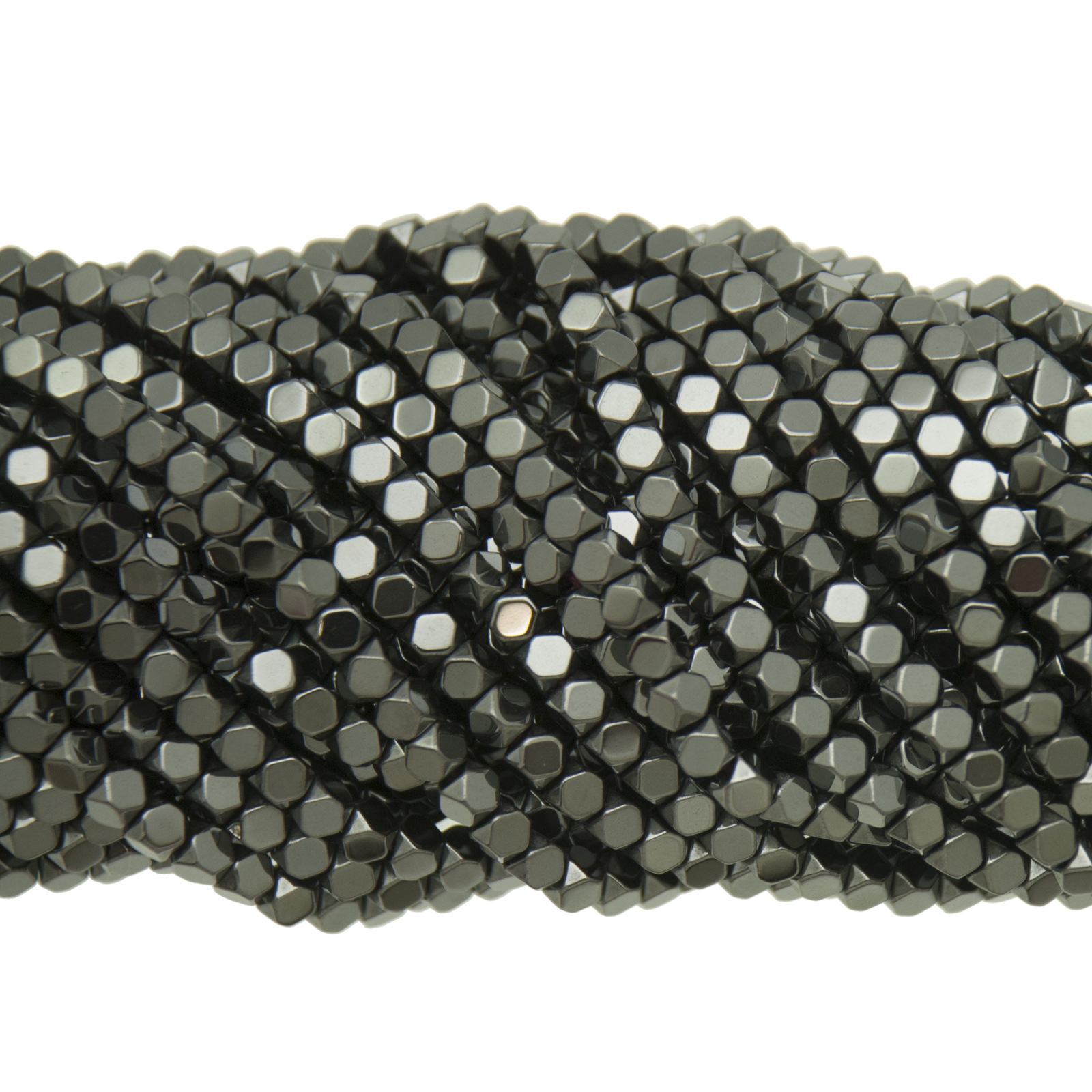 hematite faceted cube 3mm | 15/16-inch strand