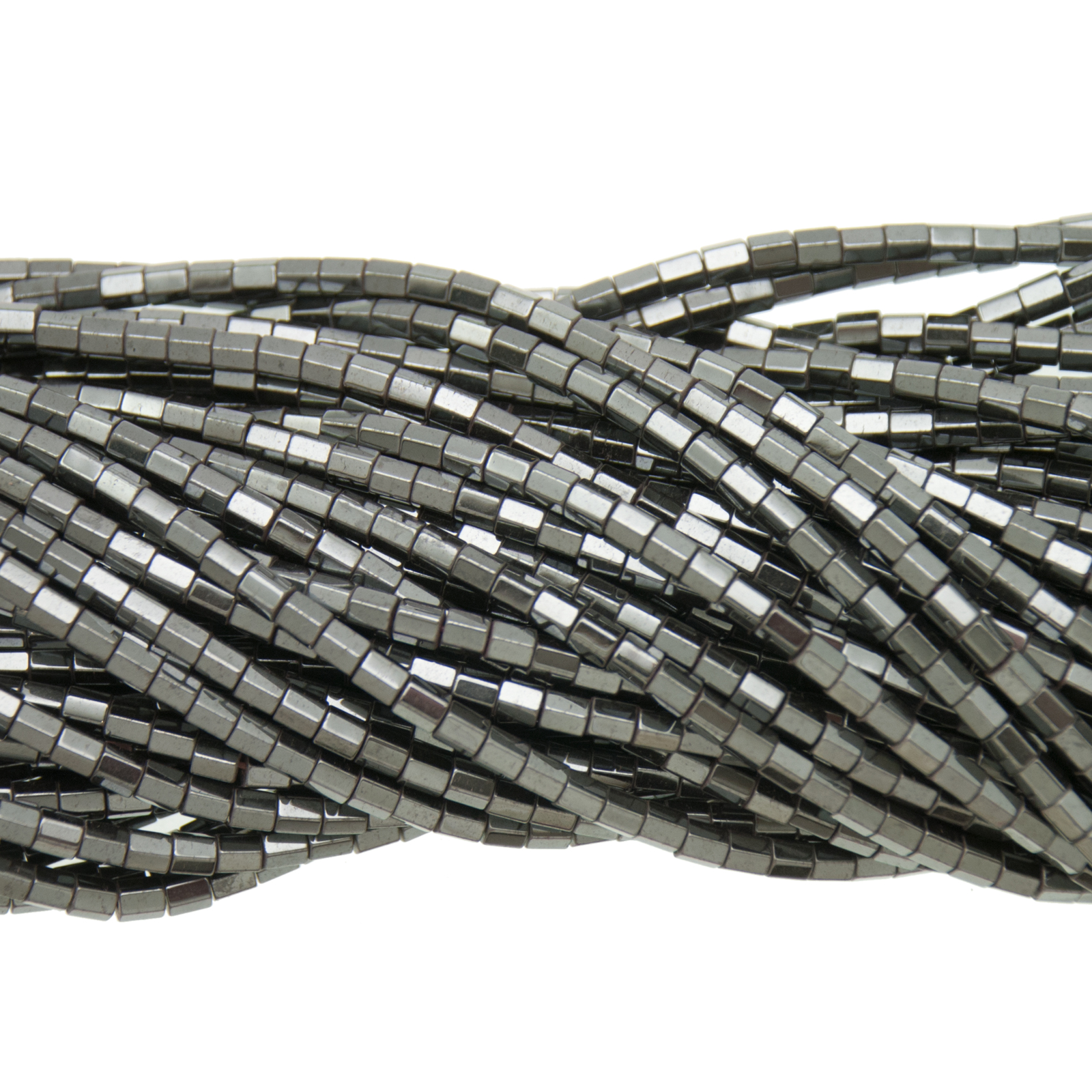 hematite faceted tube 3x2,7mm | 15/16-inch strand