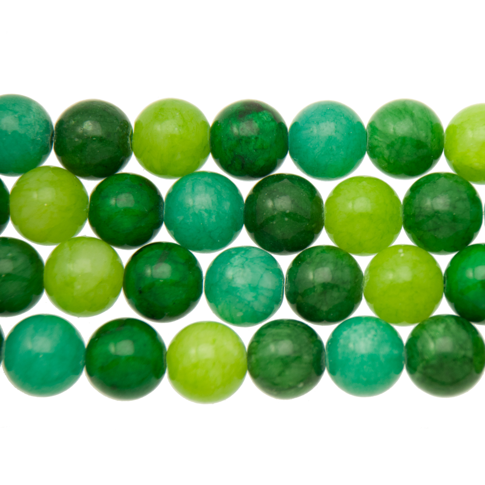 dyed jade forest mix smooth round 10mm | 15/16-inch strand