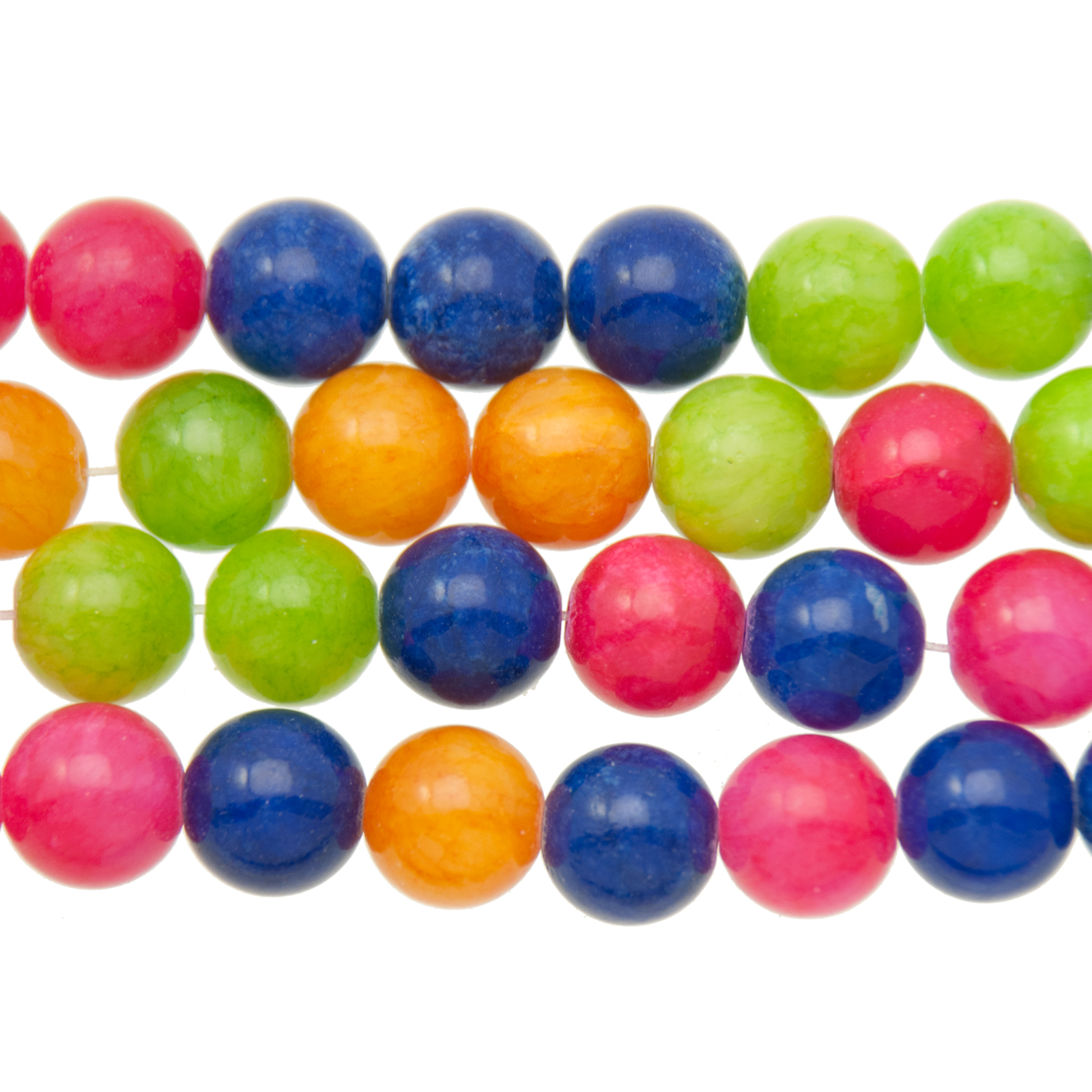 dyed jade harlequin mix smooth round 10mm | 15/16-inch strand