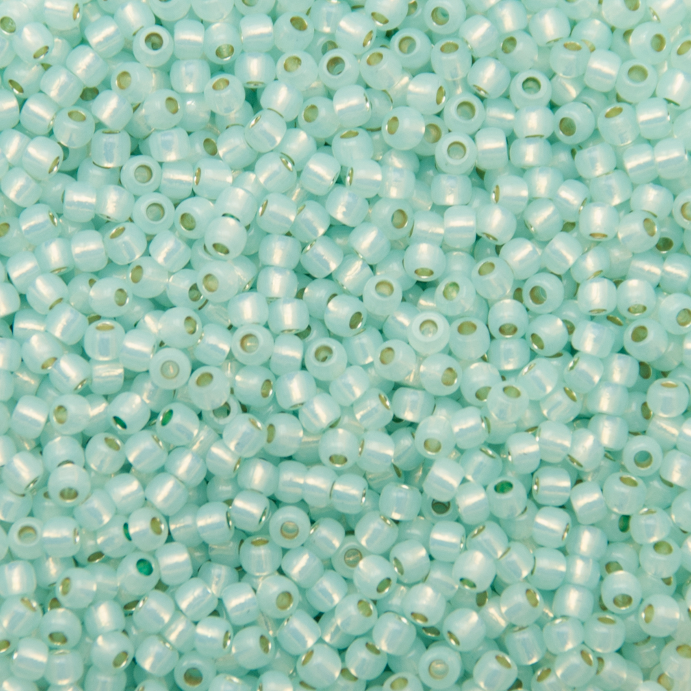 rocaille toho seed beads 11/0 permanent finish silver-lined milky light aqua (pf2116) | 10gr