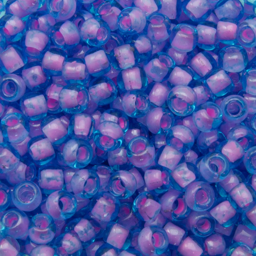 rocaille toho seed beads 6/0 - inside color aqua/ bubble gum pink lined (937) | 10gr