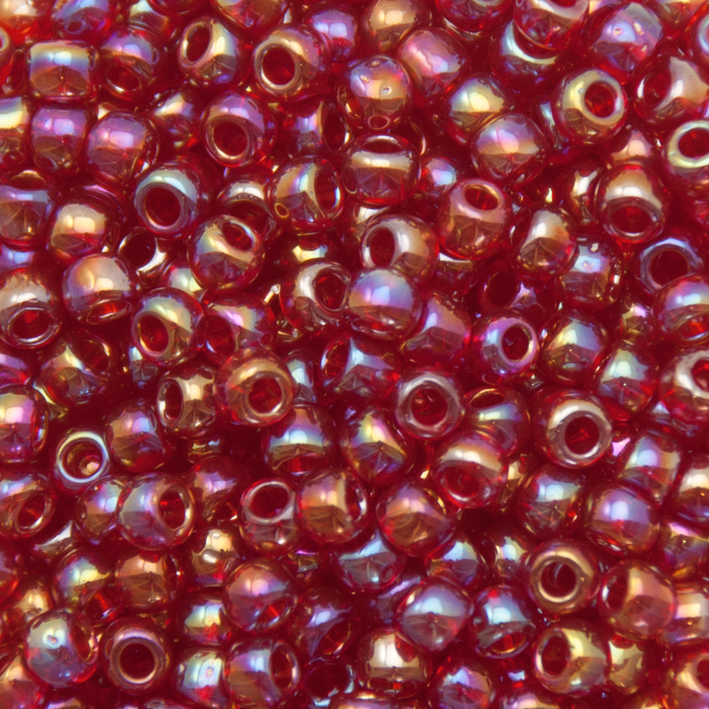 rocaille toho seed beads 6/0 transparent rainbow ruby (165c) | 10gr