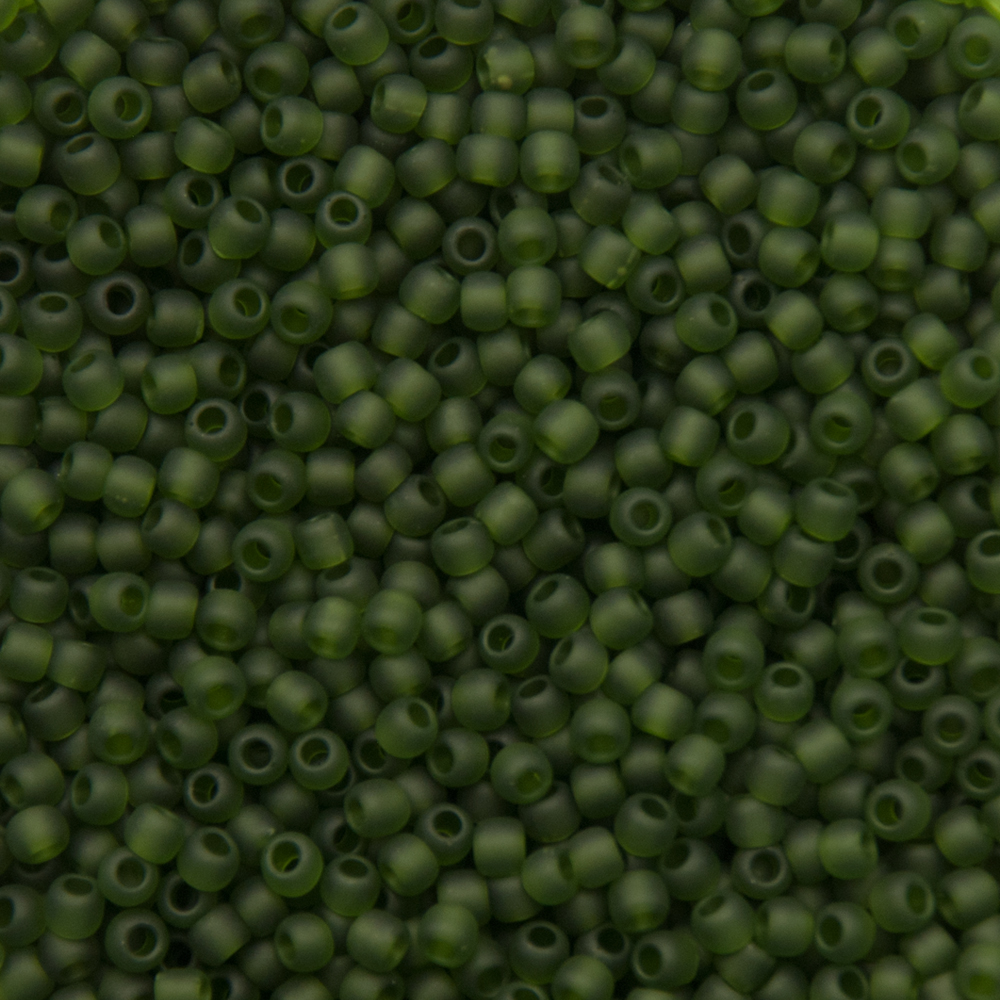 rocaille toho seed beads 11/0 transparent frosted olivine (940f) | 10gr