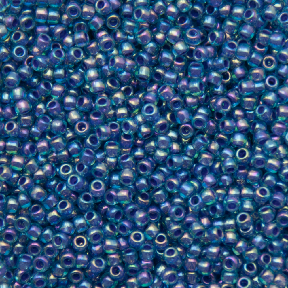rocaille toho seed beads 11/0 inside color rainbow aqua/opaque purple lined (1837) | 10gr