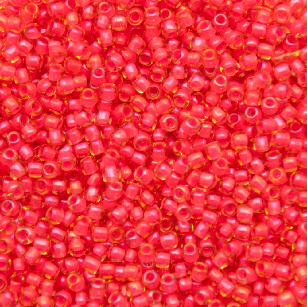 rocaille toho seed beads 11/0 luminous light topaz/neon pink lined (979) | 10gr