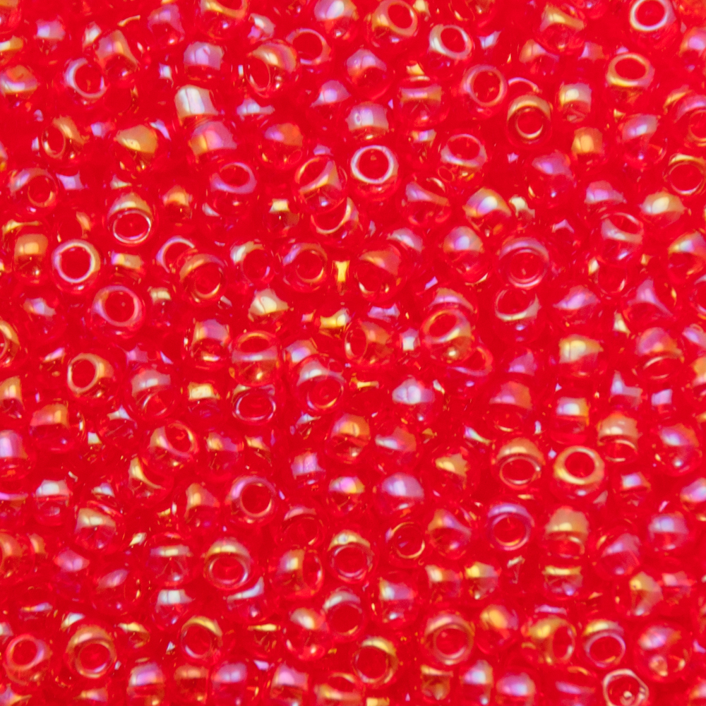 rocaille toho seed beads 8/0 transparent rainbow light siam ruby (165) | 10gr