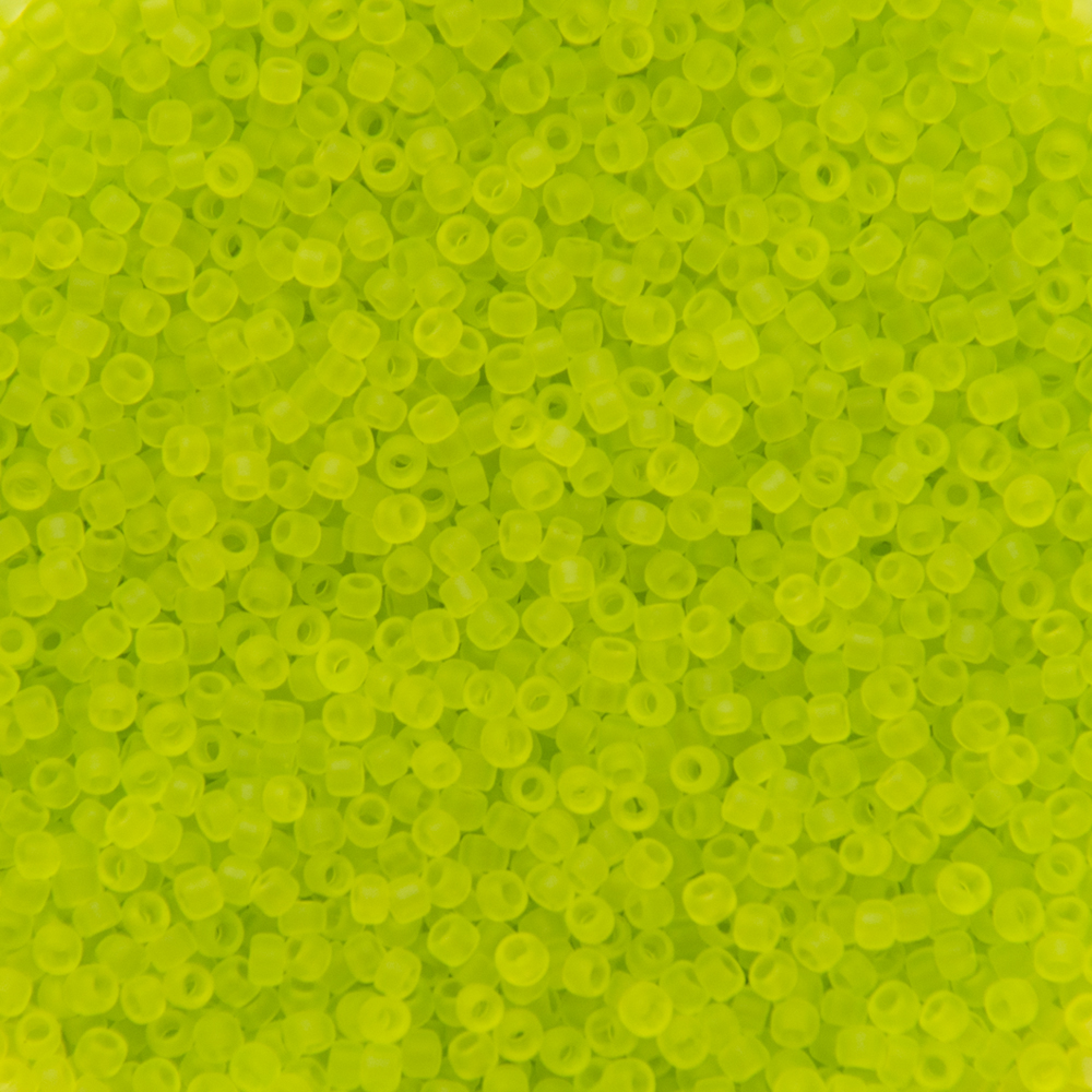 saatperlen toho 15/0 transparent frosted lime green (4f) | 10gr