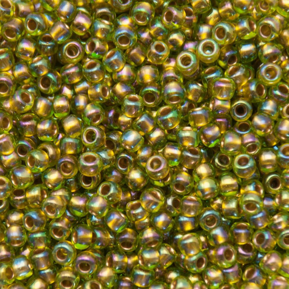 saatperlen toho 8/0 gold lined rainbow peridot (996) | 10gr