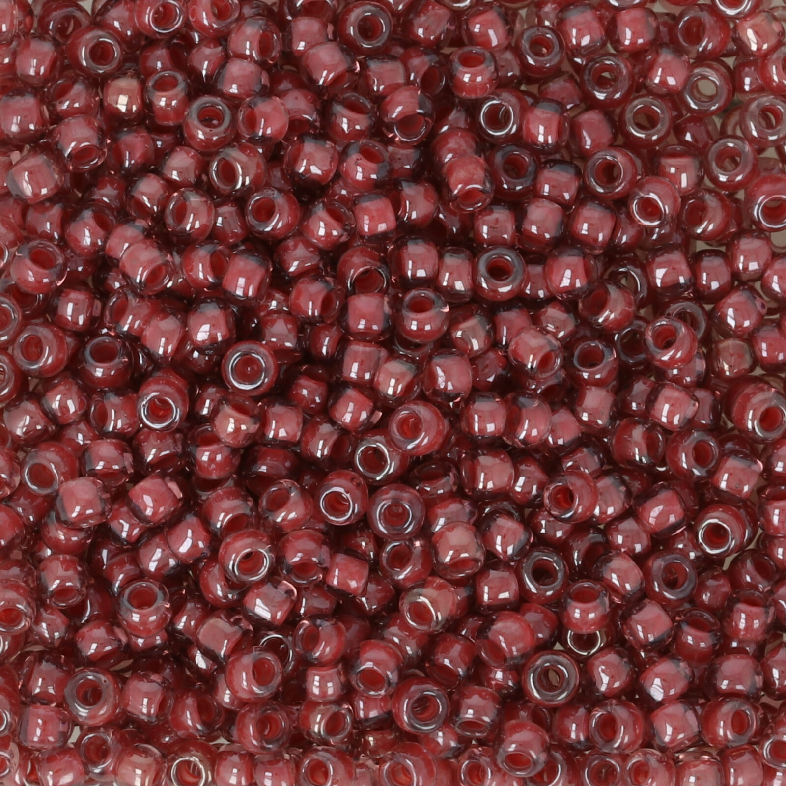 rocaille toho seed beads 11/0 transparent lustered rose/mauve lined (291) | 10gr
