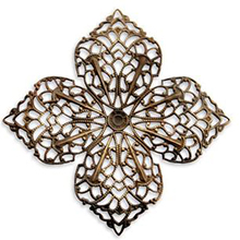 vintaj natural brass clover petal filigree 59mm | 1pc