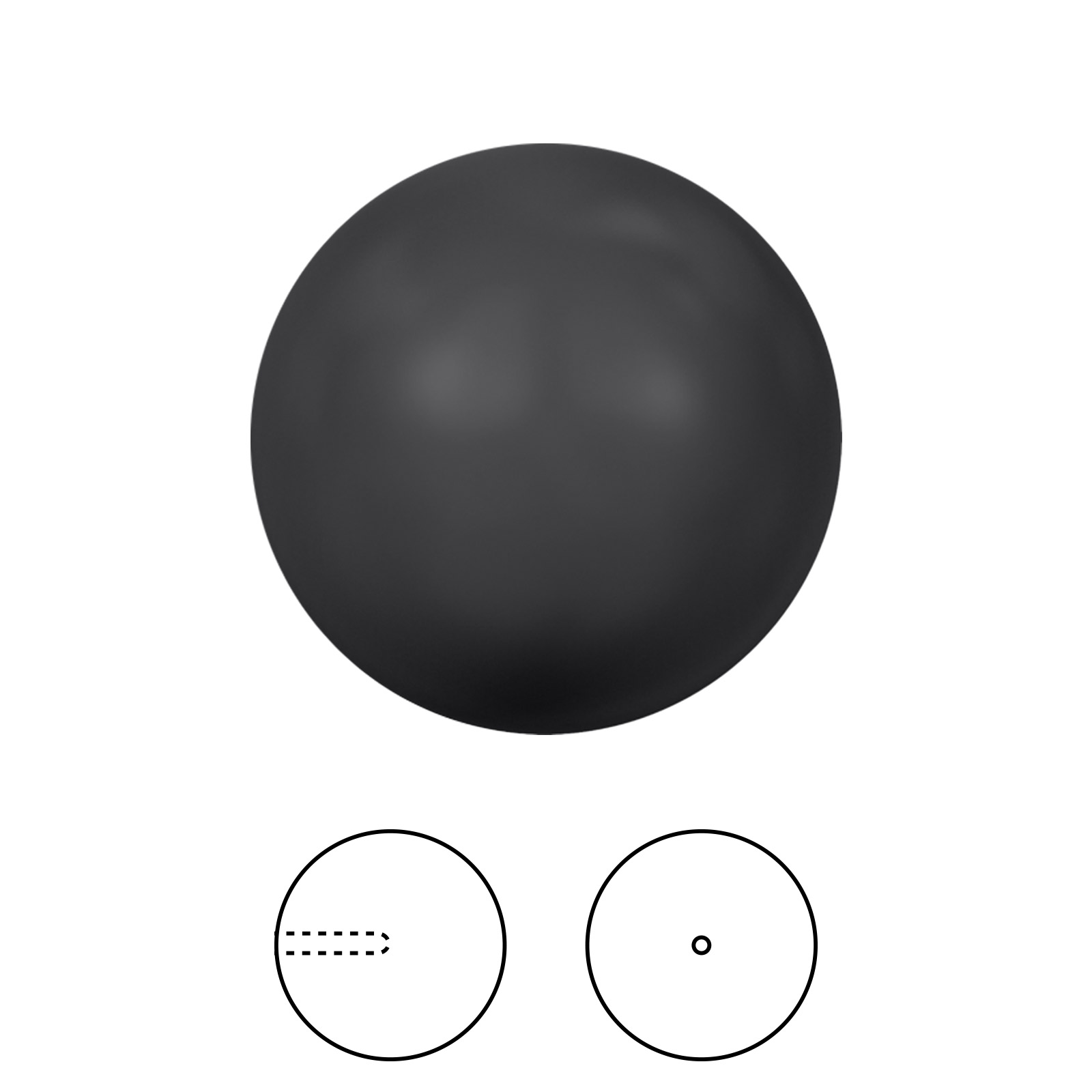 runde perlen mit halber bohrung (5818) black 6mm | 4st