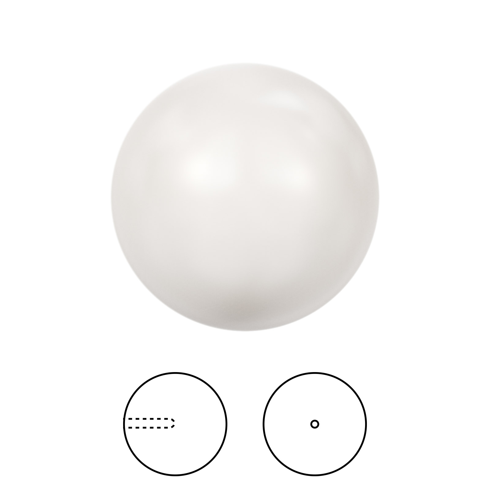 runde perlen mit halber bohrung (5818) white 6mm | 4st