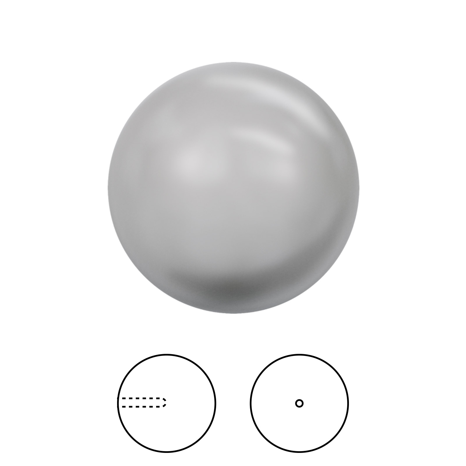 runde perlen mit halber bohrung (5818) light grey 6mm | 4st