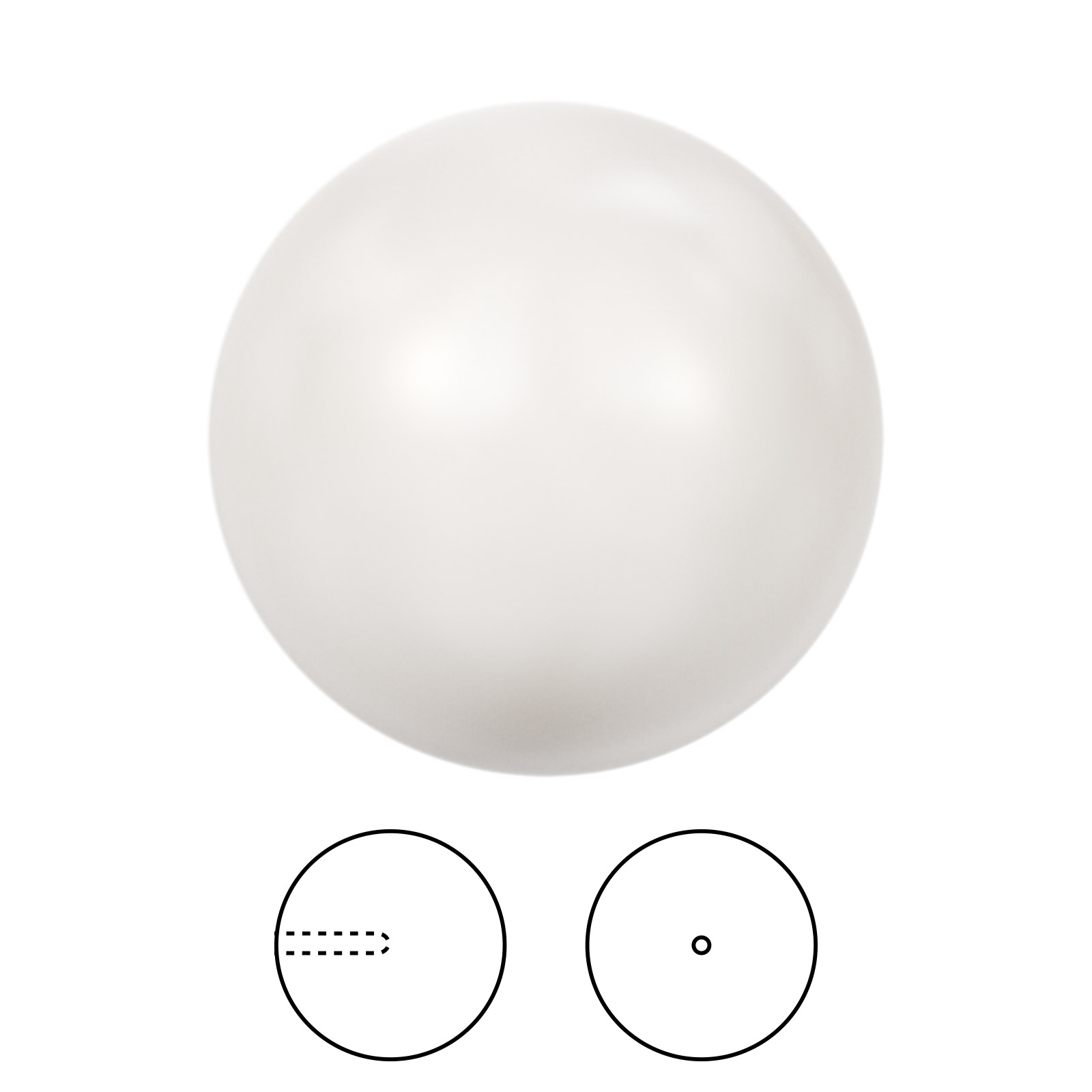runde perlen mit halber bohrung (5818) white 8mm | 4st