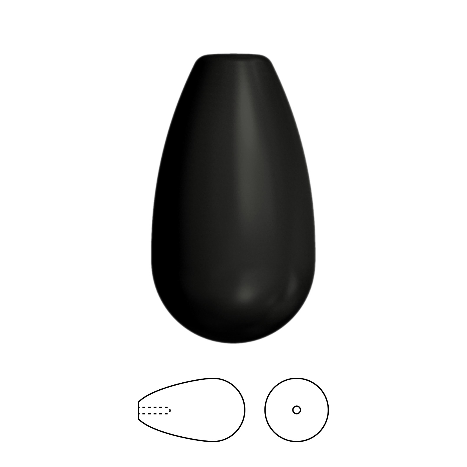 birne perlen mit halber bohrung (5816) mystick black 15x8mm | 2st