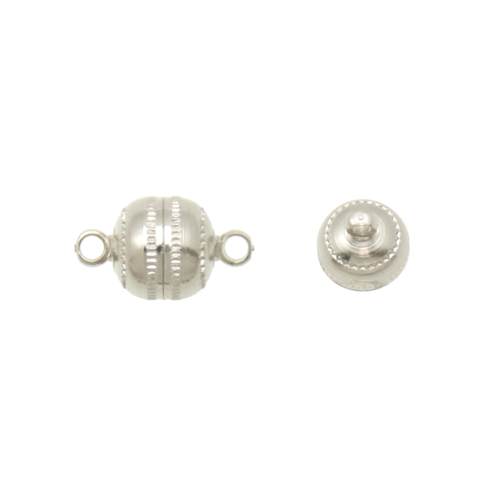 rhodium silver plated magnetic ball clasp 8mm | 1pc