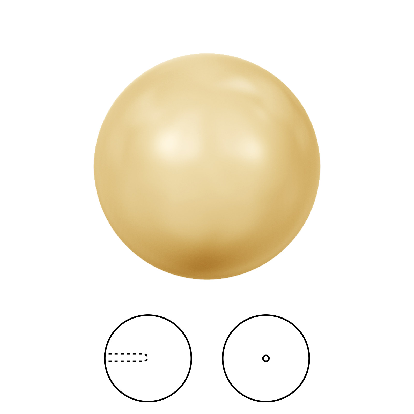 runde perlen mit halber bohrung (5818) gold 6mm | 4st