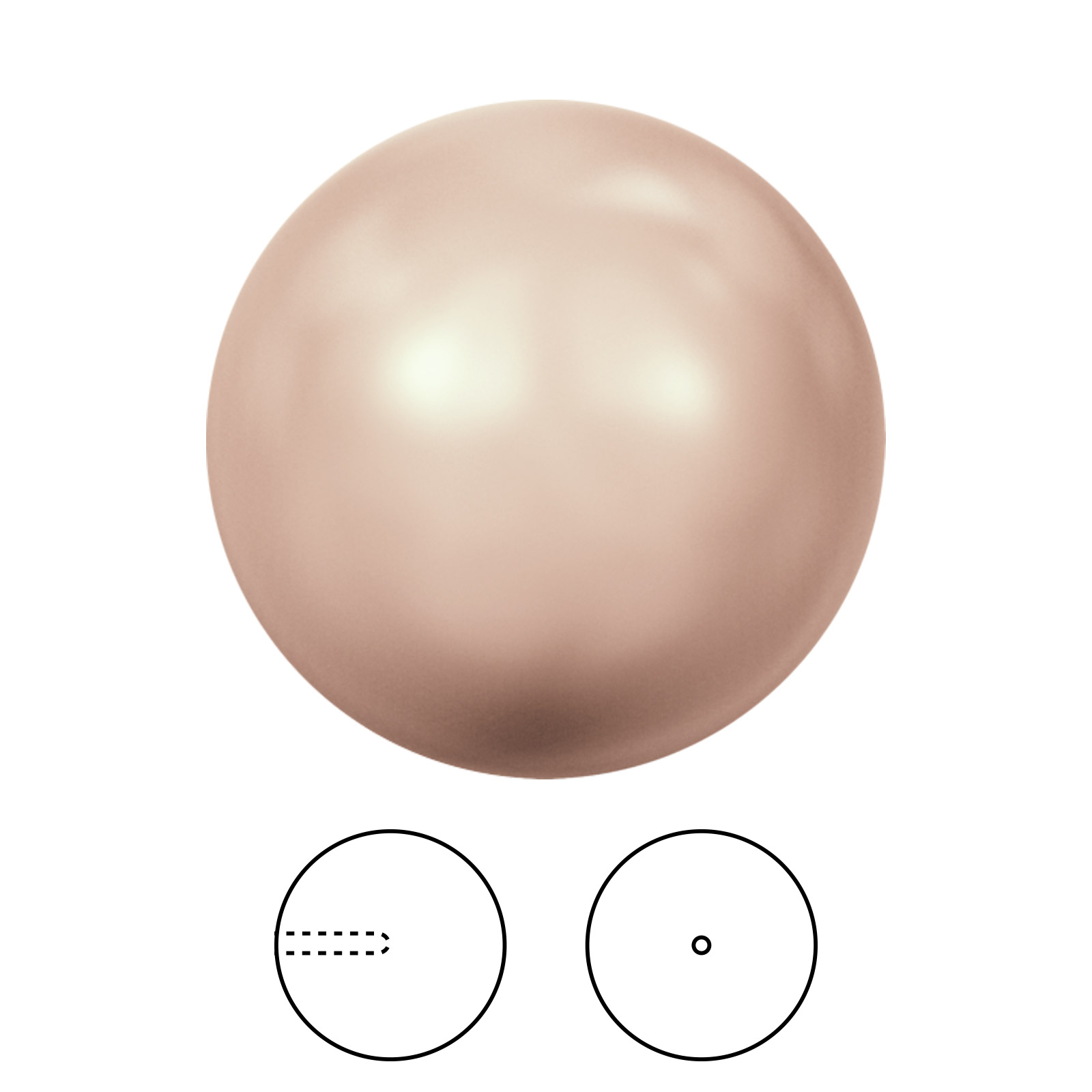 half-drilled pearl (5818) rose gold 8mm | 4pc