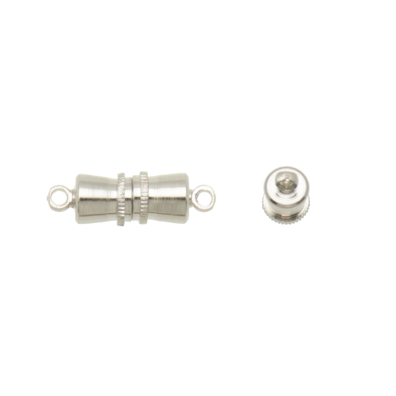 rhodium silver plated magnetic tube clasp 15x5mm | 1pc