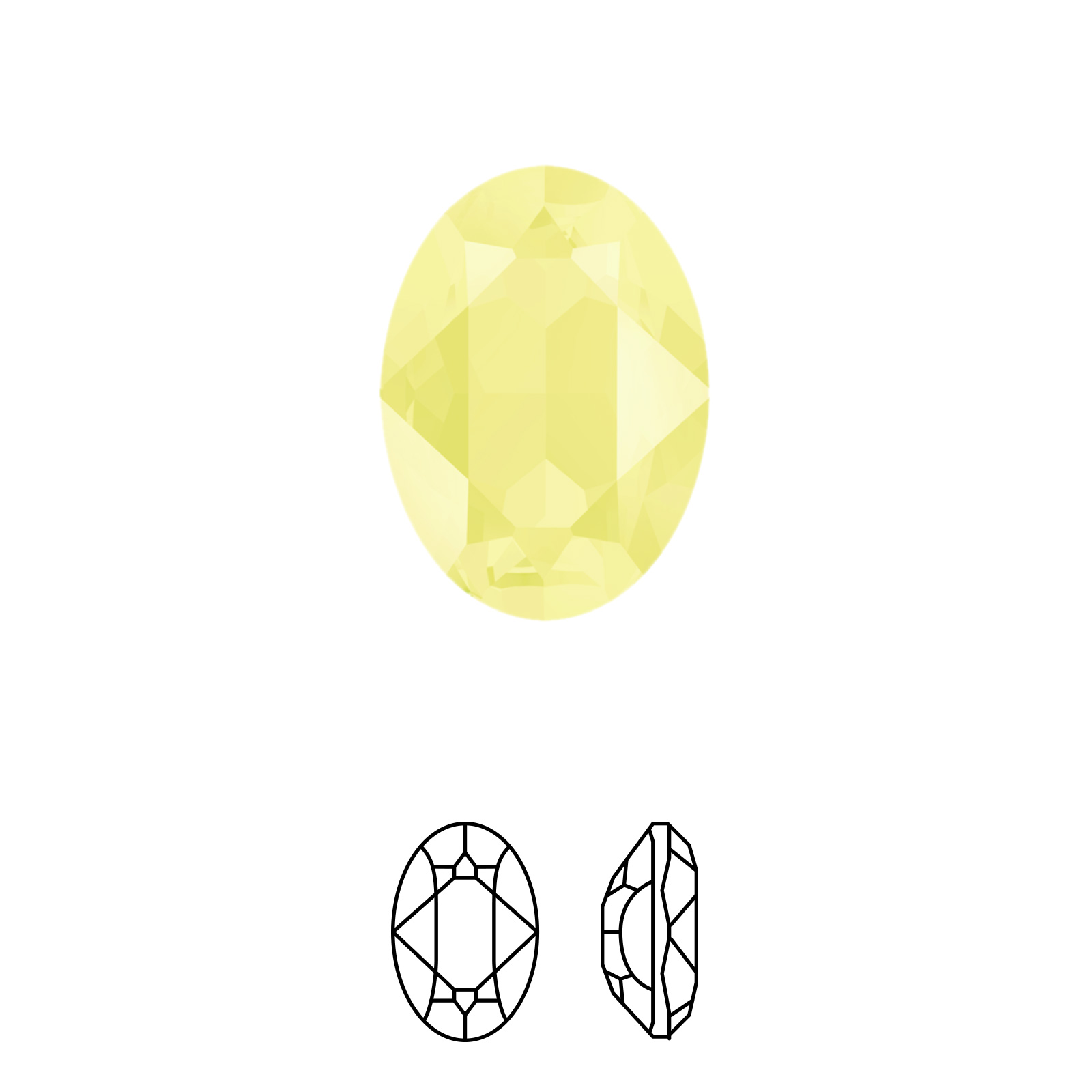 oval fancy stone (4120) crystal powder yellow 14x10mm | 1pc