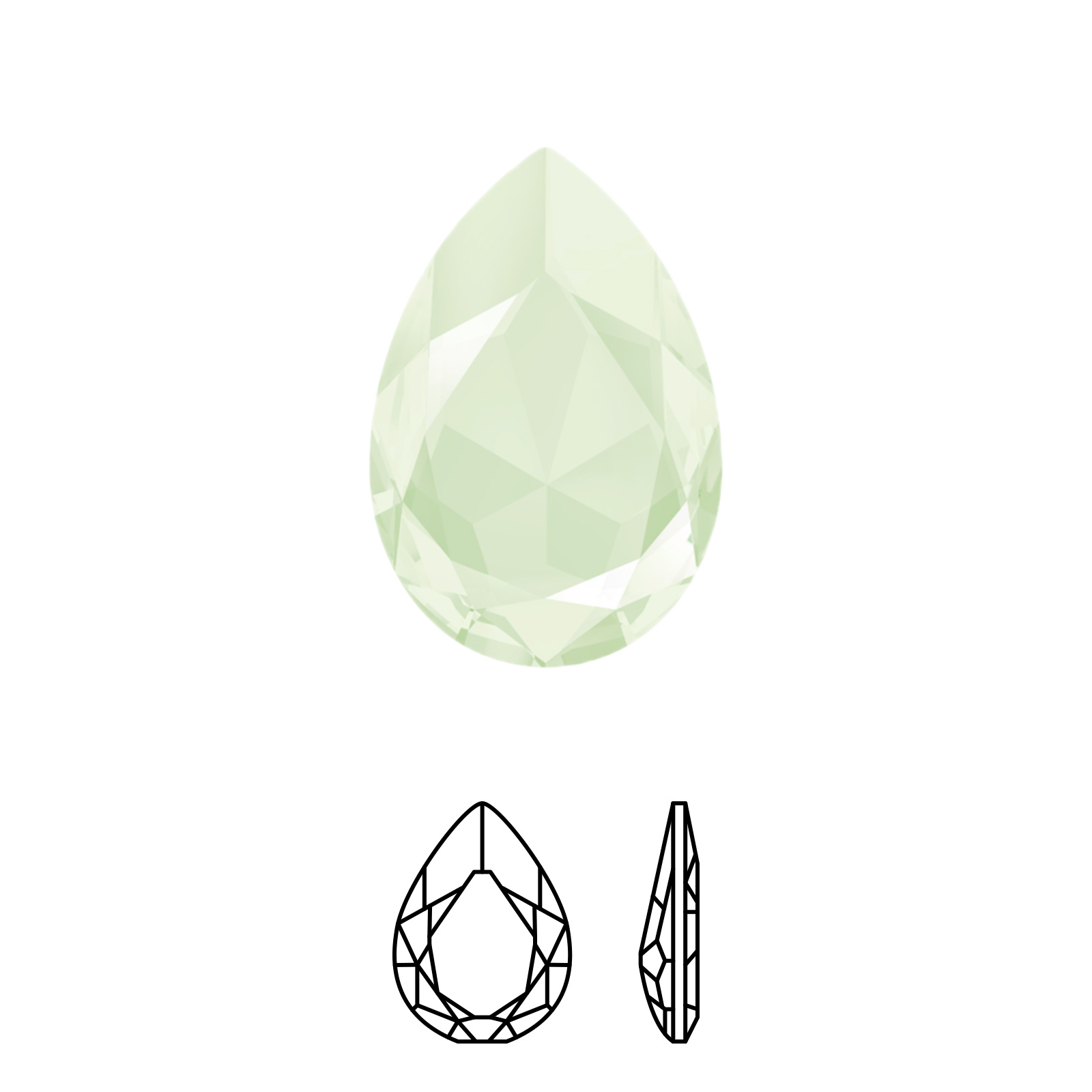 pear fancy stone (4327) crystal powder green 30x20mm | 1pc