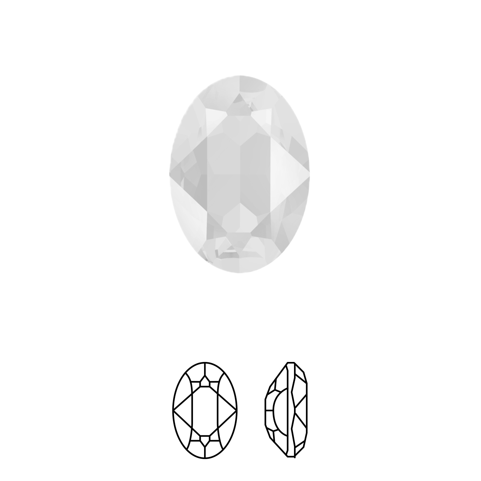 oval fancy stone (4120) crystal powder grey 14x10mm | 1pc