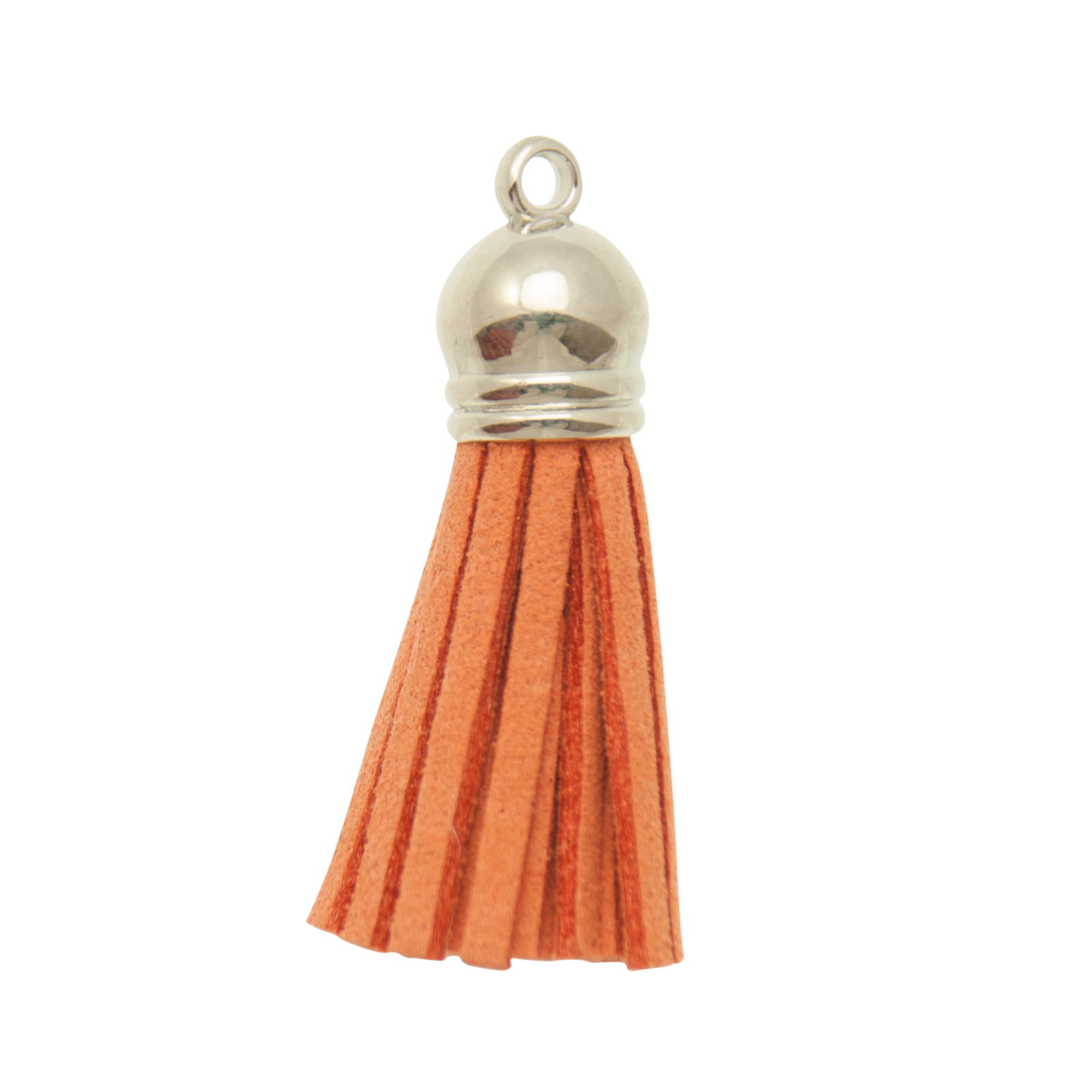 micro fiber suede tassel with silver-plated end - orange 36mm | 2pc