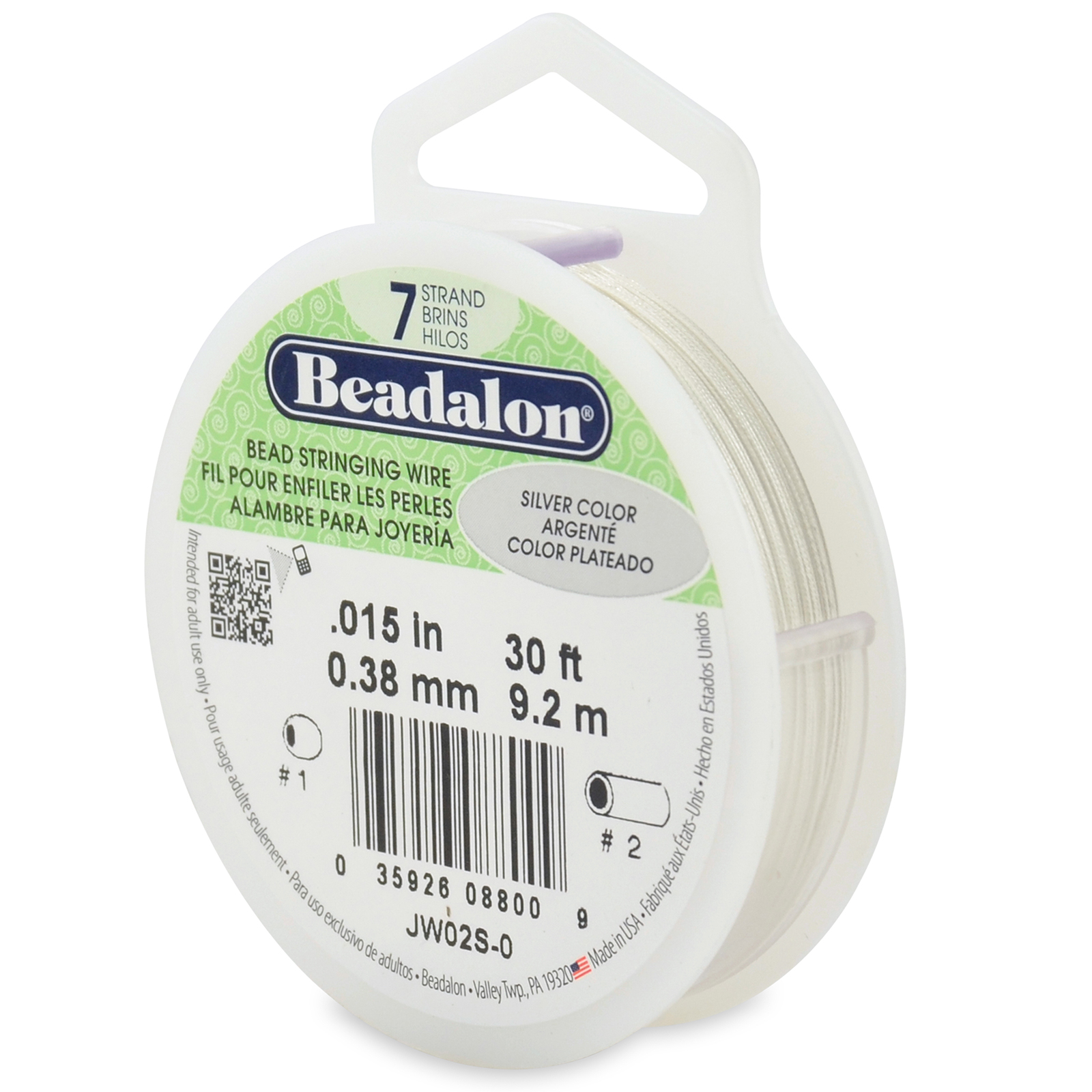 metallic silver beadalon 7 strand beading wire - diameter 0,38mm - 9,2mt spool | 1pc