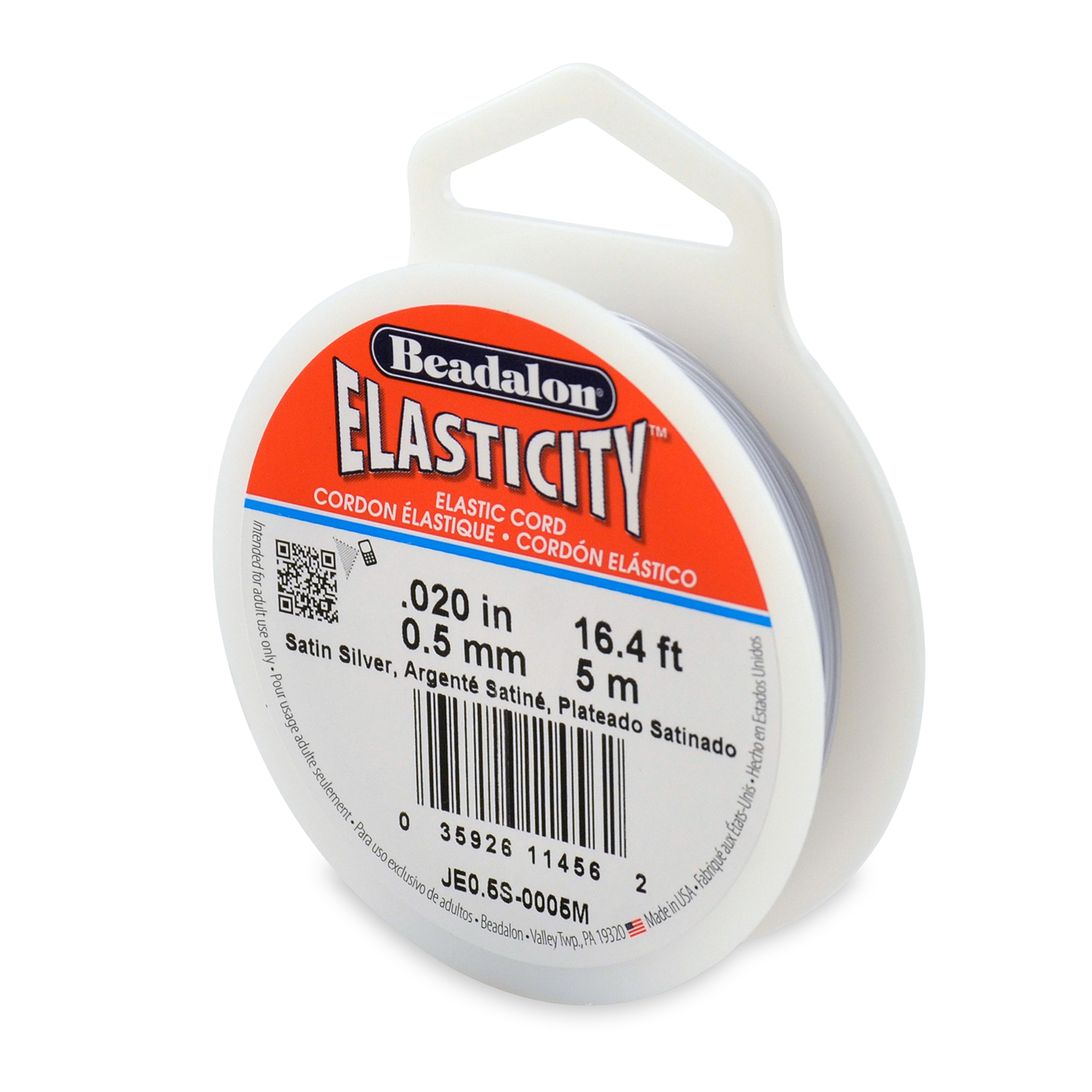 elasticity elastic cord satin silver - diameter 0,5mm - 5mt spool | 1pc