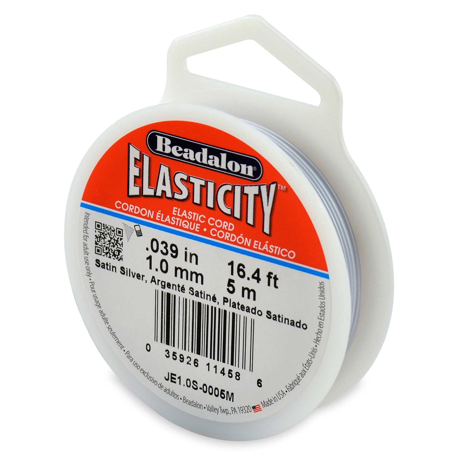 elasticity elastic cord satin silver - diameter 1mm - 5mt spool | 1pc