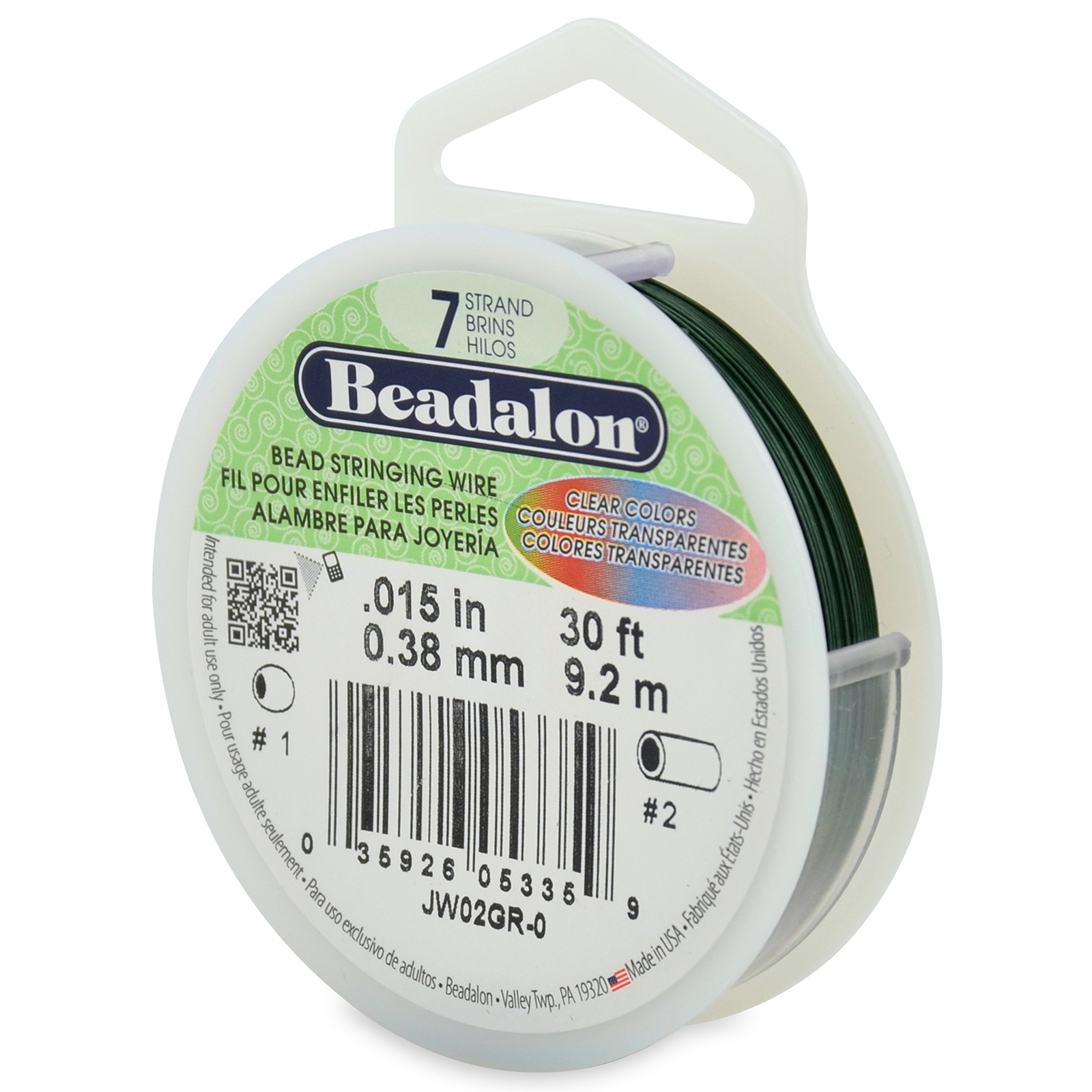 green beadalon 7 strand beading wire - diameter 0,38mm - 9,2mt spool | 1pc