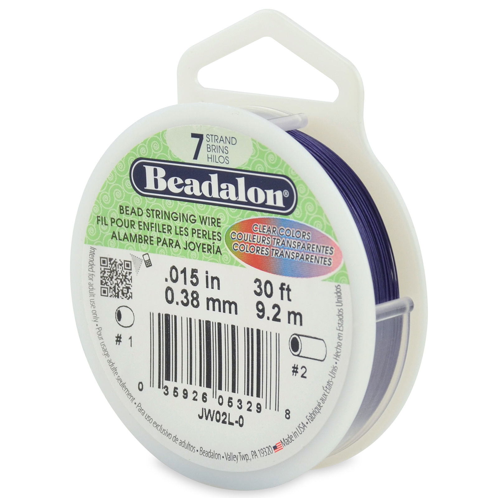 edelstahldraht beadalon blau 7 stränge - durchmesser 0,38mm - spule 9,2mt | 1st