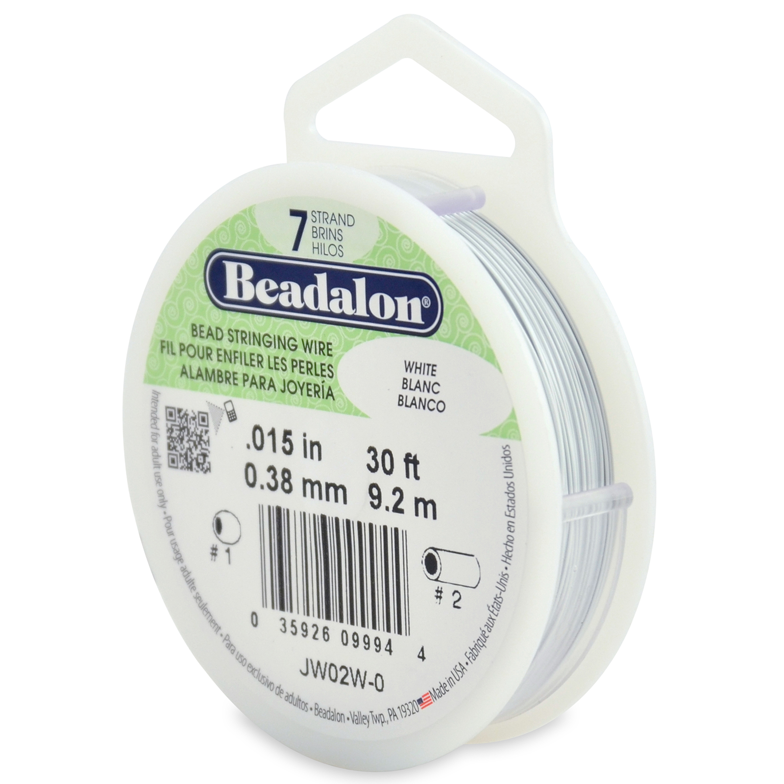 edelstahldraht beadalon weiß 7 stränge - durchmesser 0,38mm - spule 9,2mt | 1st