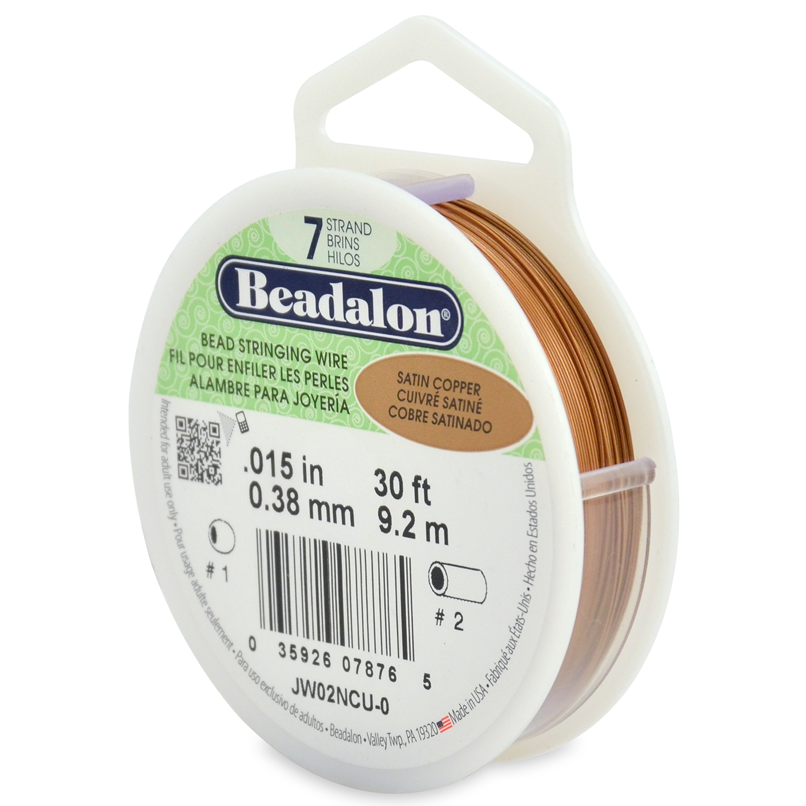 satin copper beadalon 7 strand beading wire - diameter 0,38mm - 9,2mt spool | 1pc